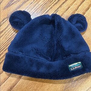 L.L. Bean Dark Blue Fleece Hat with Bear Ears